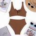 High-Waist Women's Bikini Set Quick-Dry Polyester Sporty Tie-Front Triangl Swimwear Solid Colors S to XL_ecoleips.com