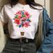 Popular Clothing: New White Fashion Floral Hot Air Balloon Women's Short-sleeve T-shirt_ecoleips.com