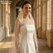 Manzhen Long Bridal Veil Ethereal Simple Wedding Dress V129 with Small Leaf Lace Trim for Women's Wedding Party Wear_ecoleips.com