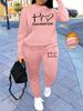 Women's Autumn/Winter Hip Hop Casual Street FAITH HOPE LOVE Letter Printed Round Neck Sweatshirt+Sweatpants Warm Set-640_ecoleips.com