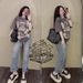 Fashionable Women's Two-Piece Set Cartoon Bear Print Wide Leg Pants Casual Summer Outfit Short Sleeve Top And Bottoms Ensemble_ecoleips.com