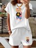Women’s 2 Piece Outfit Set – Oversized Graphic T-Shirt And Biker Shorts Matching Set, Casual Summer Lounge Tracksuit For Daily Wear-320_ecoleips.com