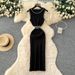 Women's A-Line Sleeveless Knit Dress Sophisticated French Style High Waisted Slimming Korean Casual Wear Spring/Autumn Summer_ecoleips.com