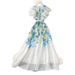 Elegant V Neck Printed Dress For Women Tie Waist Ruffle Sleeve Slimming Long Summer Commuting Resort Style_ecoleips.com
