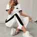 Women's Clothing Women's Summer Casual T-Shirt And Sweatpants Set Loose Fitting Short Sleeved Triangle Print Style Clothing_ecoleips.com
