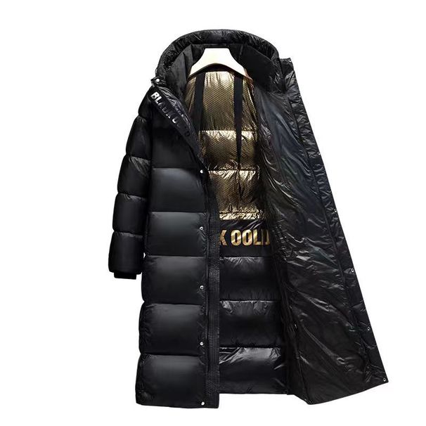 Women's Clothing New Winter Style Black And Gold Down Jacket, Short And Long, Thickened, Hooded, Simple, Unisex, Couple's Glossy Coat, Trendy._ecoleips.com
