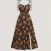 Flowy Floral Wrap Neck Midi Dress For Women - Summer A-Line Sundress With Elastic Waist & Adjustable Straps (Black/Yellow, Red)_ecoleips.com