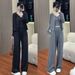 2026 New Autumn Thin Sports Suit Casual Fashion Loose Wide-Leg Pants Cardigan Jacket Three-Piece Set For Women_ecoleips.com