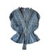Women's Clothing Denim Vest With Waist Cinching & Rhinestone Details – Sleeveless Light Blue A-Line Vest For Elegant Layering (One Size)_ecoleips.com