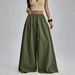 Women's Solid Color Drawstring Waist Casual Pants Spring Summer New Loose Wide Leg Comfortable Fit Trousers_ecoleips.com