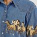 K Retro Denim Collar Shirt, Fashionable Wild Horse Print Denim Jacket_ecoleips.com