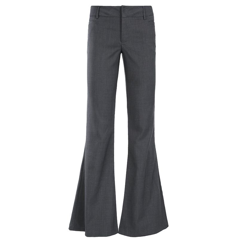 Low Rise Flared Trousers For Women Sexy Basic Casual Suit Pants Gray Fashion_ecoleips.com