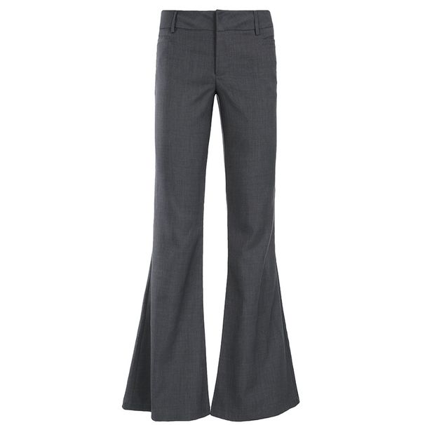 Low Rise Flared Trousers For Women Sexy Basic Casual Suit Pants Gray Fashion_ecoleips.com