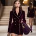 European And American Women's Suits, Spring-summer New Slim-fit Double-breasted Velvet Color-block Evening_ecoleips.com