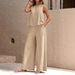 Sleeveless Round Neck Top And Relaxed Pants Two-Piece Set, 100% Cotton Comfort Womens Casual Outfit, Versatile Lounge And Daily Wear_ecoleips.com
