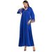 Blue Laser Gradient Abaya Dress With Tassel Details - Elegant Long Islamic Robe_ecoleips.com