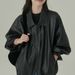 Women's Minimalist Soft Drape Leather Jacket Sweet Cool Style Entry Level Restaurant Classic Autumn Jacket_ecoleips.com