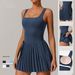 Women’s Clothing Two Piece Tennis Skirt Bottoming Anti Exposure Fitness Pocket Pleated Skirt Sports Dress_ecoleips.com