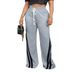 Women's Clothing Fashion Casual Elastic Waist Drawstring Striped Stitching Fabric Wide Leg Sports Trousers_ecoleips.com