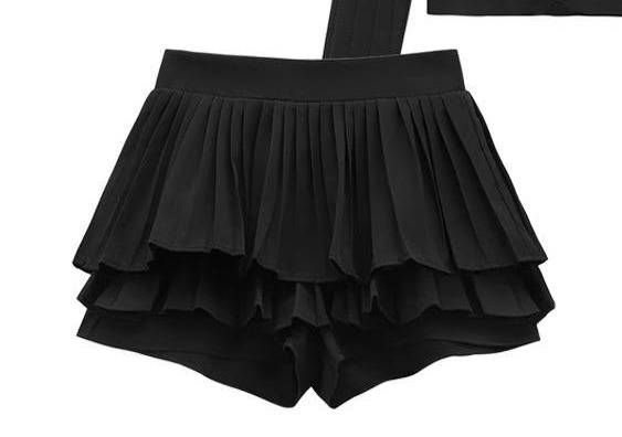 V-Neck Knit Set – Slim Fit Long Sleeve Top & Tiered Ruffle Skirt (White/Black) – Balletcore Outfit S To Xl_ecoleips.com
