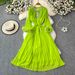 Women's Clothing Fashionable Elegant Socialite Ostrich Feather Cuffs Heavy Duty Rhinestone Studded Neckline European American Style Loose Long Skirt_ecoleips.com