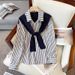 Women's Clothing Long Sleeved Shirt Slim Fit Striped Top Loose Fake Two Piece Shawl Spring New Style_ecoleips.com