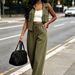 Women's 3-Piece Casual Lounge Set, Zip-Front Jacket With Large Pockets, Sleeveless Tank Top, And Drawstring Pants_ecoleips.com