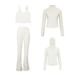 Women's 4-Piece Outfit Set - U-Neck Vest, Cropped Jacket, Hooded Jacket & Flare Pants - Stretchy Slim Fit Activewear For Hiking & Casual Wear_ecoleips.com