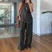 Women's Clothing Casual Round Neck Pullover Sleeveless Plus Pocket Trousers Cotton Multi Color Suit_ecoleips.com