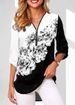 bestseller: European American Style V-neck Zippered Plus-size Women's Long-sleeve Shirt With Rollable_ecoleips.com