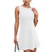 2025 New Solid Color Spicy Girl Short Sleeveless Skirt High-End Round Neck Women's Dress_ecoleips.com