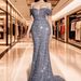 2025Cross border new sequins temperament commuting solid color mid waist one shoulder temperament solid color banquet long skirt evening dress_ecoleips.com