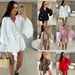 Women's Clothing Autumn Solid Color V Neck Irregular Lace Long Sleeve Loose Dress_ecoleips.com