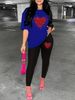 Women's Casual Loose And Fashionable Heart-shaped Pattern Print Loose T-shirt+cropped Pants Two-piece Home Sportswear Daily Wear-240_ecoleips.com