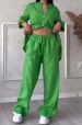 Women's Casual Cotton Linen Shirt Wide Leg Pants Set Solid Color Trendy Streetwear European American Style_ecoleips.com