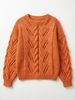 Women Lightweight Breathable Thin Hollow Cable Knit Sweater, Boat Neck Drop Shoulder Long Sleeve Openwork Loose Casual Daily Knitted Top_ecoleips.com