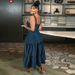 Plus Size Women's Denim Dress - Sleeveless Strappy Long Maxi Washed Denim Jumper_ecoleips.com