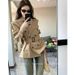 Elegant Double-Breasted Trench Coat – Short Length Belted Jacket For Petite Women (Khaki/Black, Polyester Blend, Lined, Notched Collar)_ecoleips.com