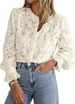 Elegant Lace Blouse With Button Front & Flutter Sleeves – Breathable Polyester Top For Women, Spring & Summer Wardrobe Essential_ecoleips.com