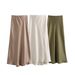 Women’s Clothing high waist double satin skirt women's spring and autumn style skirt_ecoleips.com