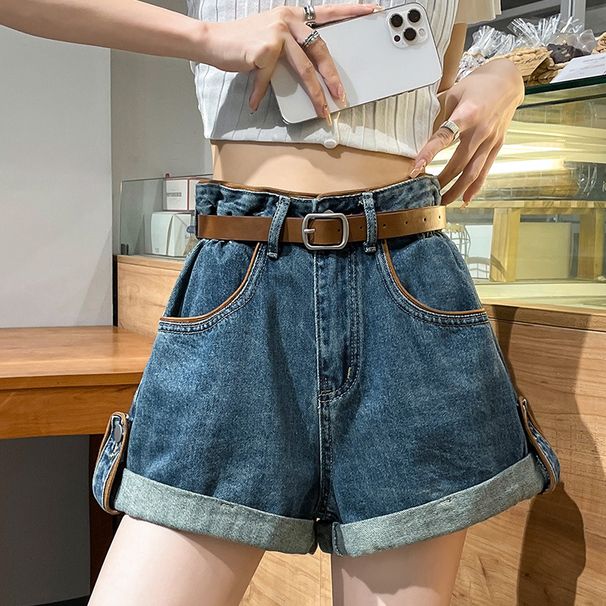 High Waisted Pear Shaped Figure Denim Shorts for Women plus Size Loose A-Line Wide Leg Pants Chubby Summer Thighs_ecoleips.com