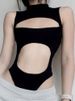 Summer Design Women's Sexy Hollow out Backless Bodysuit Sleeveless Slimming Top European American Style Irregular_ecoleips.com