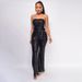 Women's Clothing Sleeveless Sequin Belt Jumpsuit Solid Color Tube Top Backless Jumpsuit_ecoleips.com