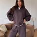 Women's Clothing Casual Cotton Blend Zip-Up Hoodie With Drawstring Wide-Leg Pants Two-Piece Set - Comfortable Streetwear Outfit For Everyday Wear_ecoleips.com