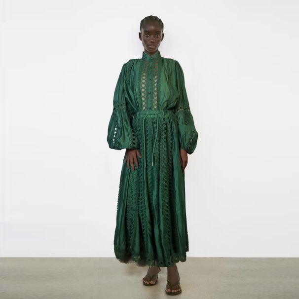 Women's Clothing A Large Number Of Spot Light Luxury Design Hollow Stitching Lace Lace Shirt Oversized Lace Skirt Two Piece Suit_ecoleips.com