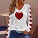 Women’S 3d Floral Print V-Neck T-Shirt – Soft Mesh Long Sleeve Top, Loose Fit, Casual & Stylish (Multiple Colors, Sizes S-3xl)_ecoleips.com