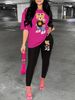 Women's Casual Loose Fashion Card Love Bear Cartoon Pattern Printed Loose T-shirt+cropped Pants Two-piece Set Home Sportswear Daily Wear-271_ecoleips.com