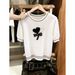 Women's Clothing Bow Tie Knitted T-Shirt For Women Short-Sleeved Summer Top Super Cute Design Real Photos_ecoleips.com