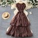 Red French Style Polka Dot Dress round Neck Collarless High Waist Slimming A-Line Skirt Elegant Commute Wear for Women_ecoleips.com