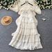 Women's French Style Sleeveless Dress Summer Korean Ruffled Tiered Skirt Slimming Elegant Long Dress Vacation Inspired_ecoleips.com